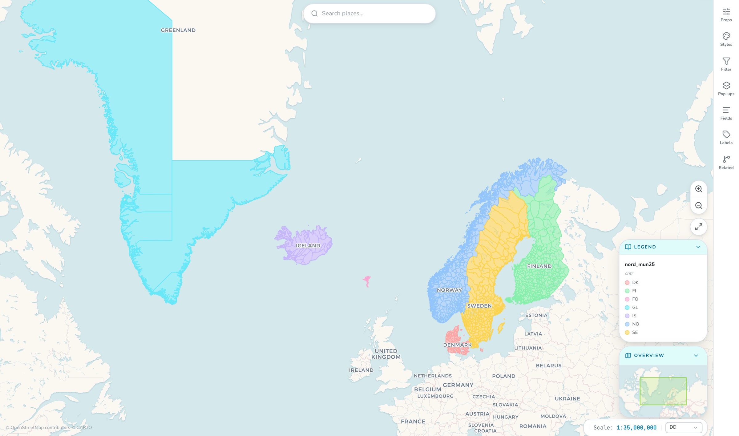 Ett nyss inläst lager på kartan